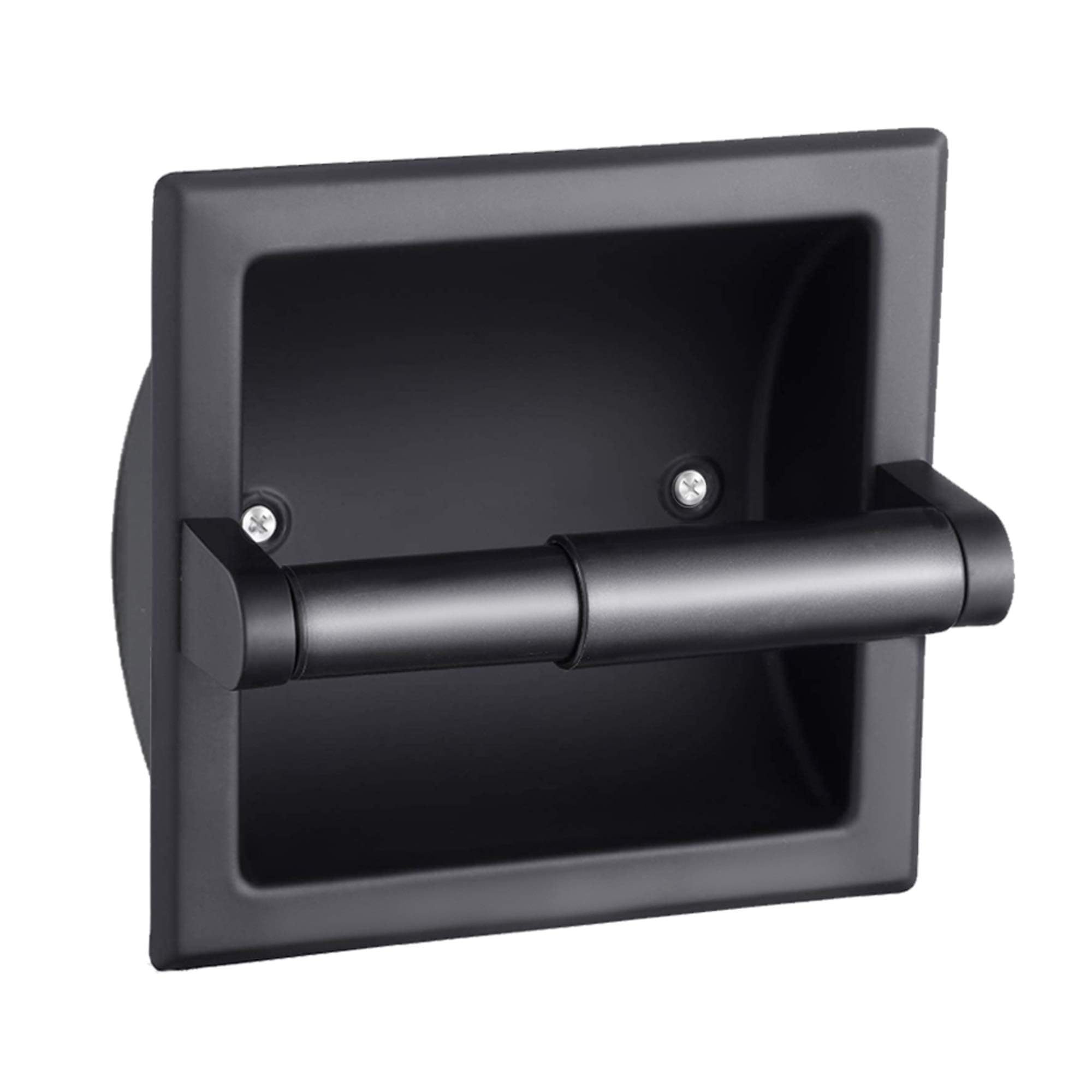 Originalidad Black Recessed Toilet Paper Holder, Wall-Mounted Tissue Paper Holder Stainless Steel Toilet Paper Holder for Bathroom Accessories, Rear Mounting Bracket Included