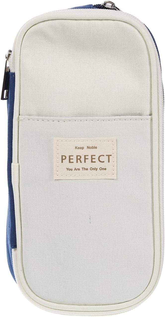 PATIKIL Pencil Case, Large Capacity Pencil Pouch Pen Bag Case Cosmetic Bag Stationery Organizer Portable for Office Home Style 5, Navy Blue image 3
