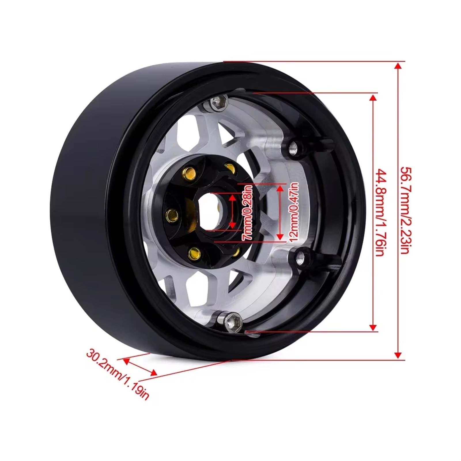 Compatible With Redcat SCX10 TRX4 For Capra 4PCS 1.9 Aluminum Alloy Beadlock Wheel Hub Rim 1/10 RC Car Crawler Upgrade Parts RC Ruote Gomma