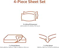 Vista 6 de Yaxa Basics Lightweight Super Soft Easy Care Comfortable Microfiber 4-Piece Bed Sheet Set with 14-Inch Deep Pockets, King, Beige, Solid