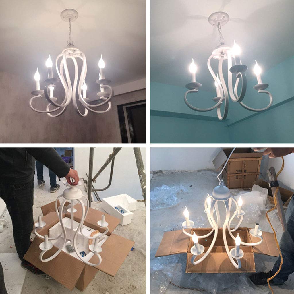 Eisen Pendelleuchter Retro Industrie Wind Hängelampe 6 * E14 Höhenverstellbare Pendellampe Einfache Kerze Hängeleuchte Restaurant Schlafzimmer Wohnzimmer Küche Kronleuchter Cafe Bar Dekoration,Schwarz