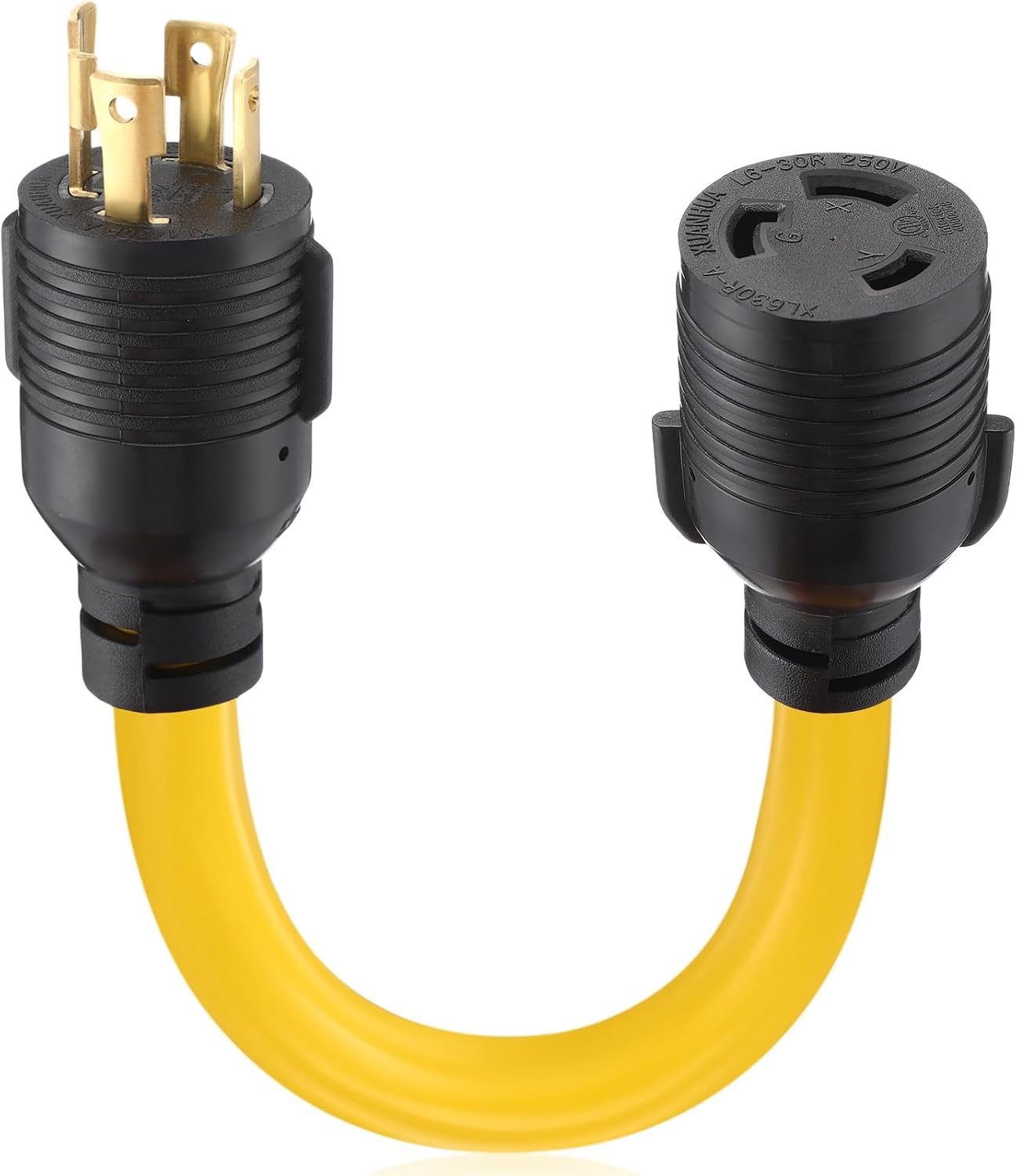 Generator to Welder Adapter NEMA L14-30P to L6-30R 30 Amp 4 Prong Male to 3 Prong Female Adapter Generator Welder EV Charger Power Cord, 10 AWG STW, 1FT, ETL Listed