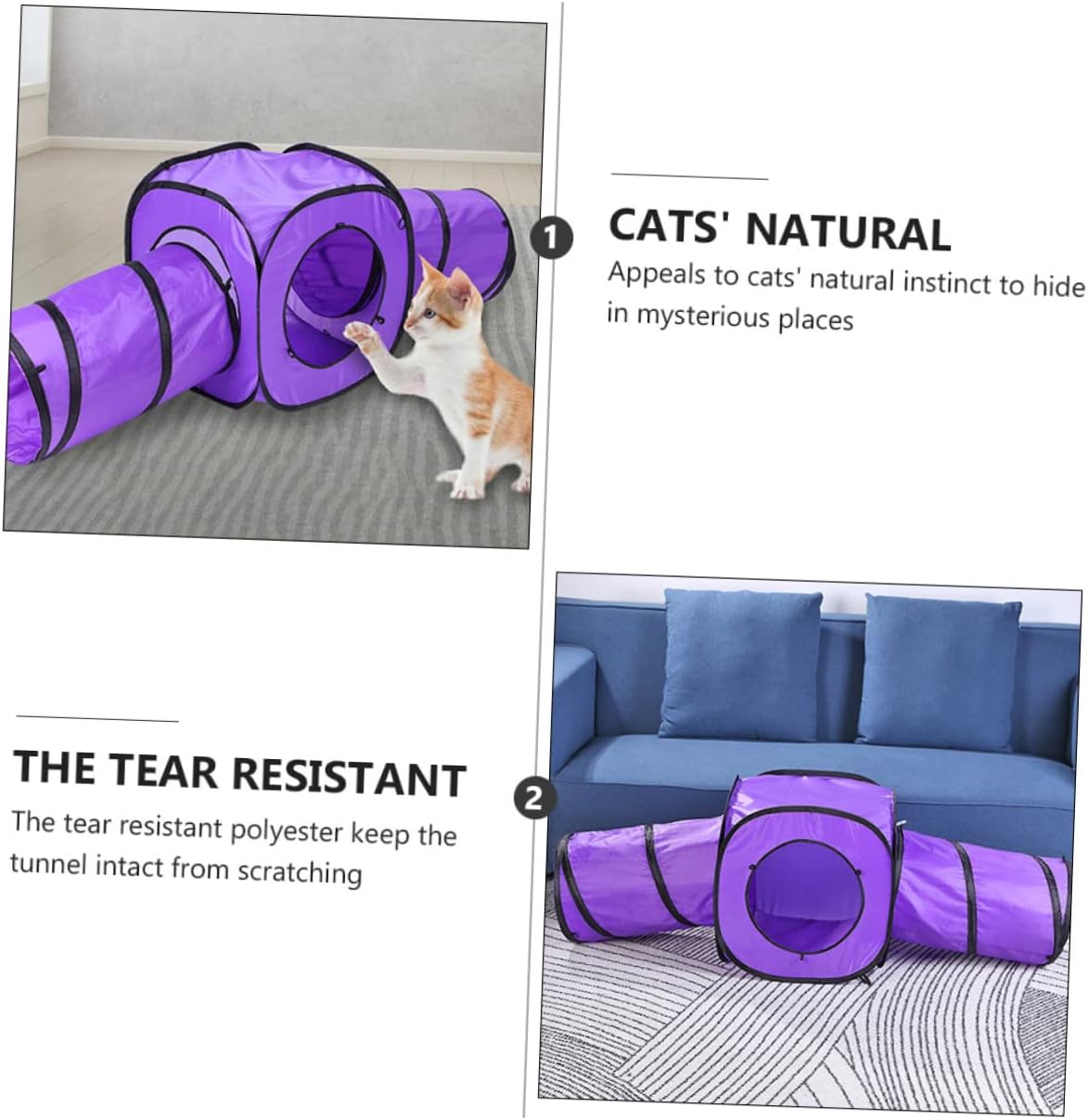 YARNOW Foldable 3-Way Cat Tunnel Toy Set Interactive PET Play Tube for Kittens and Cats Collapsible Tube Crinkly Sound for Indoor Fun and Exercise