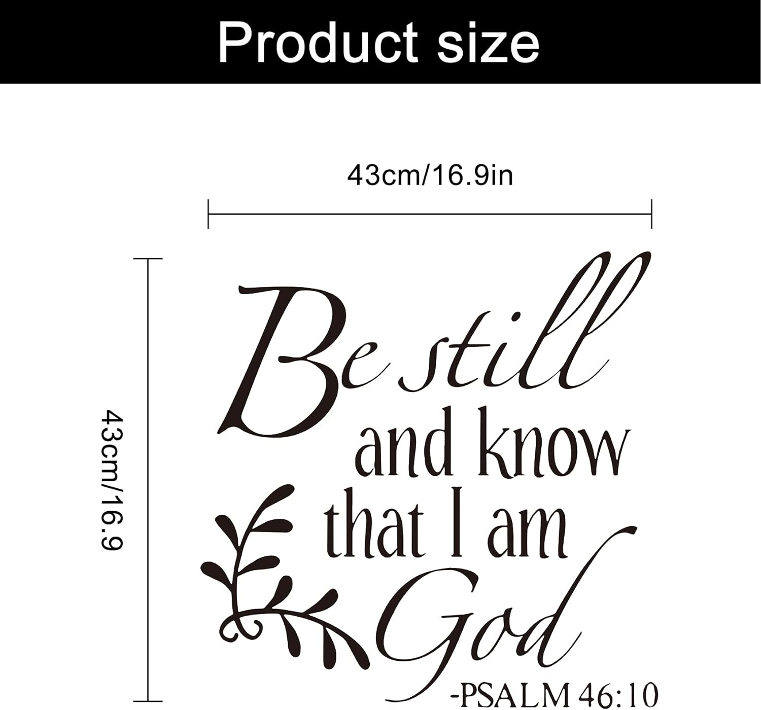 Be Still and Know That I am God Psalm 46:10 Wall Decal, Christian Inspiring Bible Verse Quote Wall Stickers Vinyl Handwriting Art Letters Prayer Blessed Home Decor Wallpaper
