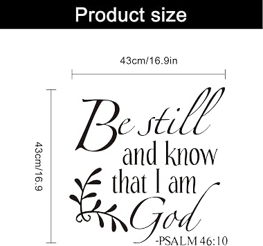 Be Still and Know that I am God Psalm 46:10 Bible Verse Wall Decal | Christian Wall Decals Inspiring Bible Verse Quote Wall Stickers Vinyl Prayer Blessed Home Decor Wallpaper