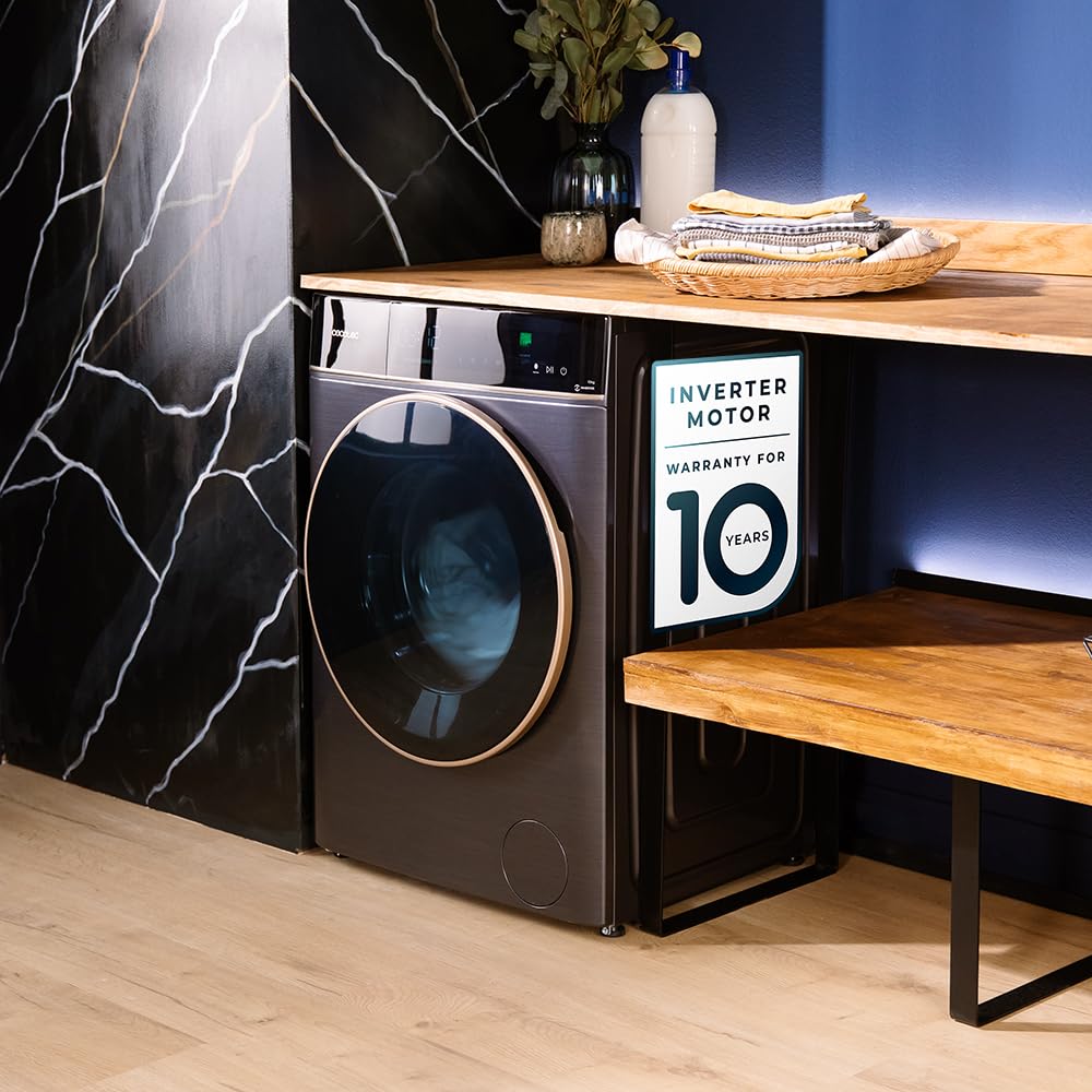 Cecotec Pralka 9 kg Front Bolero Load DressCode 9900 Inverter FullColor Ice Blue A. Wykończenie niebieskie 1400 obr./min, ekran 10.3", 11 programów, falownik, SteamMax, klasa A