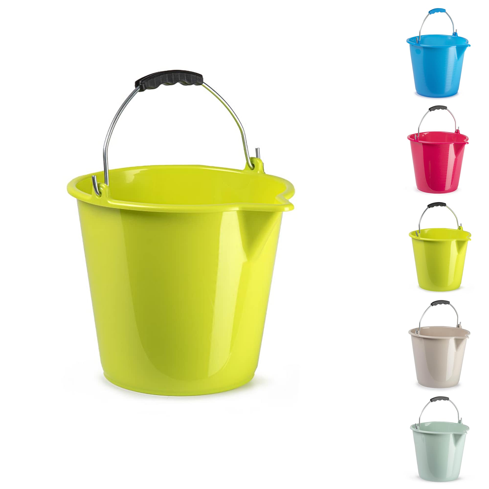 Plastific Green 9L Multipurpose Plastic Bucket With Handle With Pouring Spout