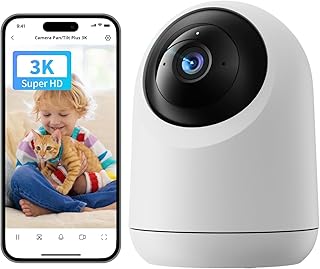 SwitchBot 5MP Wifi Home Security Camera, Pan/Tilt Cam 3K Super HD, 2.4 GHz Wi-Fi Plug-in, Child Animals Monitor, 360° Moti…