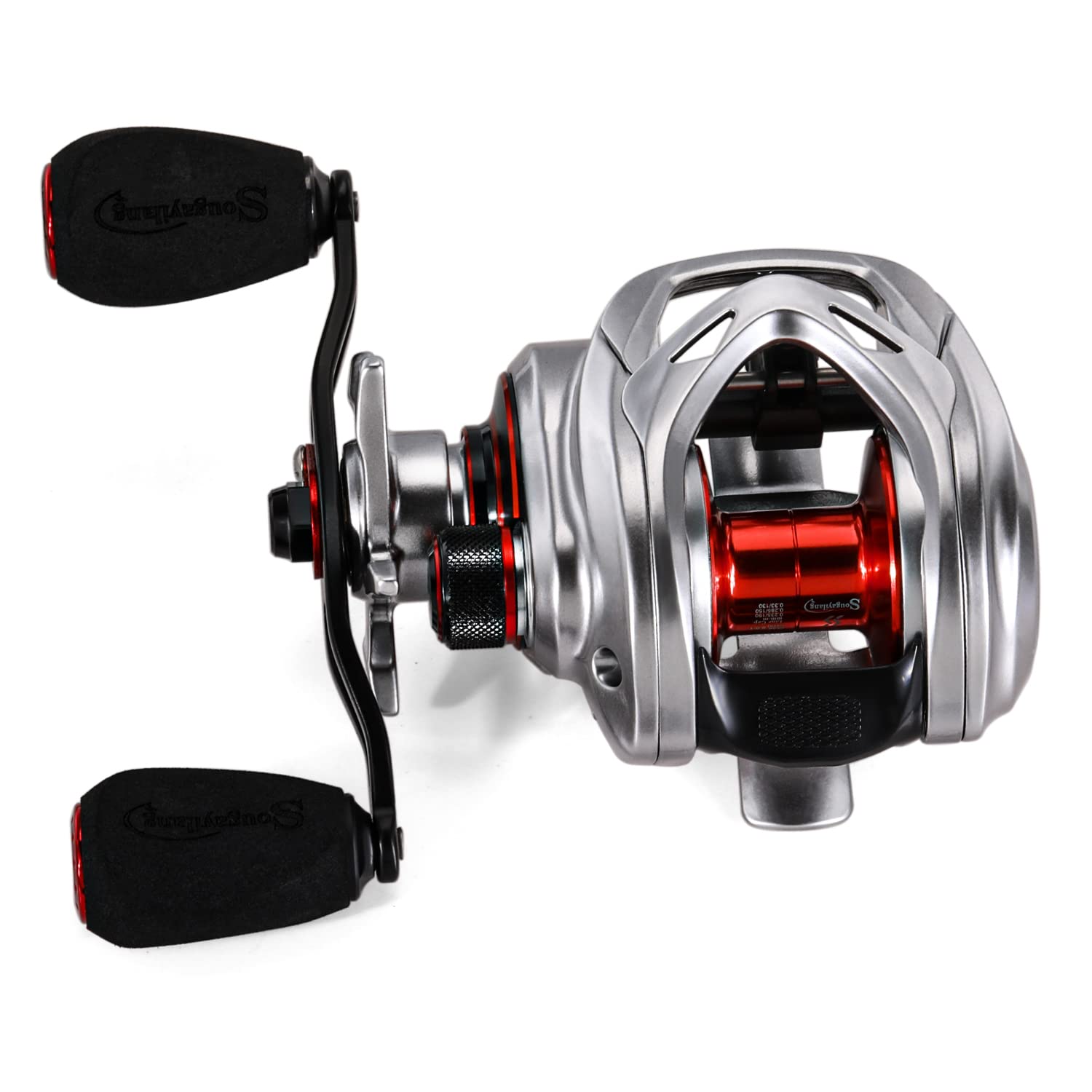 Sougayilang Max Baitcasting Moulinet de pêche 8.0:1 à haute vitesse en fibre de carbone 8,2 kg avec système de freinage magnétique pour la pêche en eau douce et salée