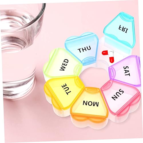 Miniatura 7 de HEALLILY Caja de 2 piezas de 7 días 7 píldoras contenedor redondo con tapa Mini contenedores caja de almacenamiento transparente con tapa diaria