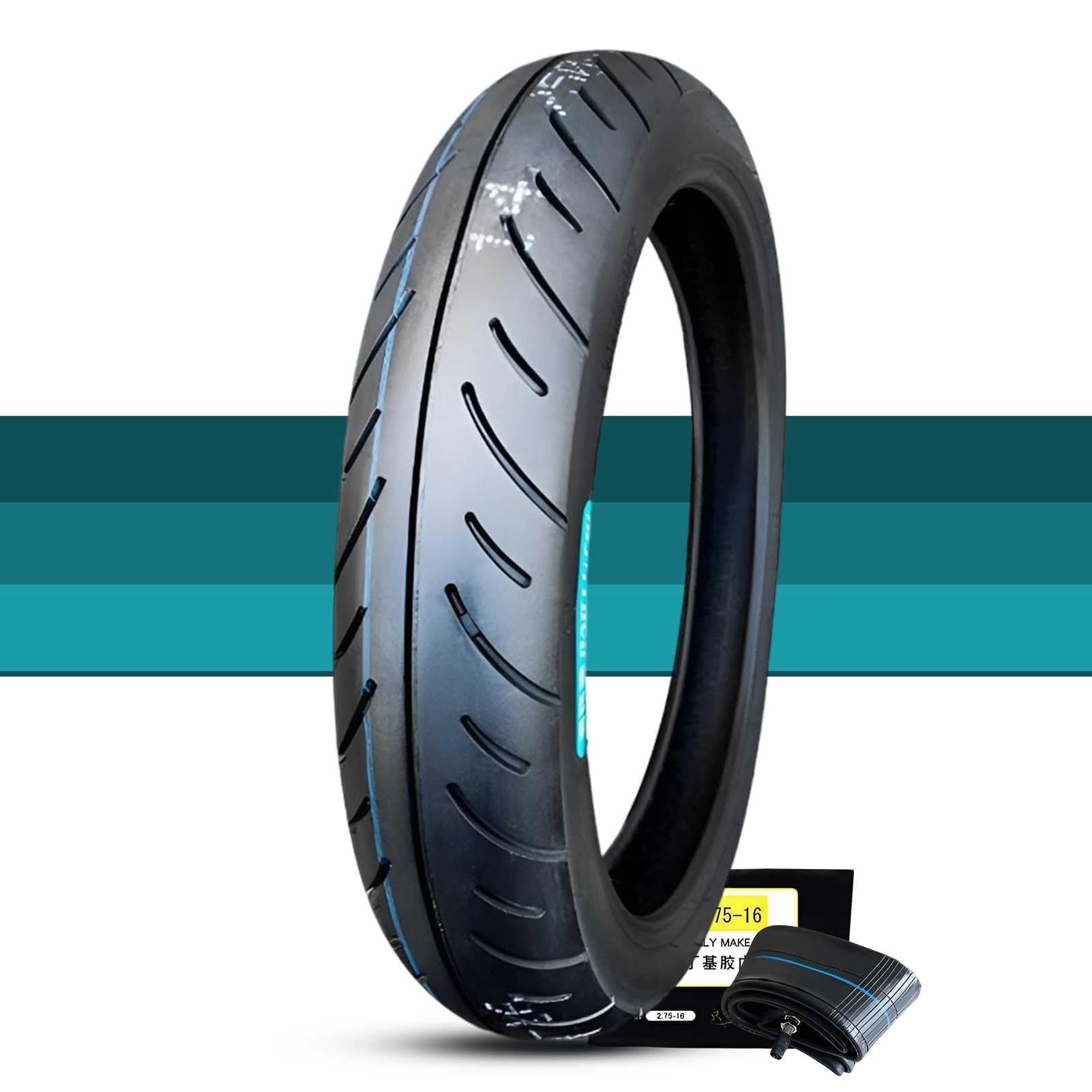 2.75-16 Opona Motocyklowa z Rurką z Niskim Oporem Toczenia 2.75/16 4 P.R. Indeks Obciążenia 41J i 2 75 16 Wytrzymała Opona z Przyczepnością na Koła Przednie i Tylne(TIRE AND TUBE)