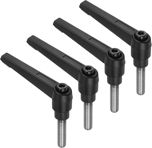 Miniatura 11 de uxcell 4 manijas de palanca de sujeción, perno macho roscado de acero al carbono de óxido negro M8 x 0.59 pulgadas, asas ajustables de bloqueo