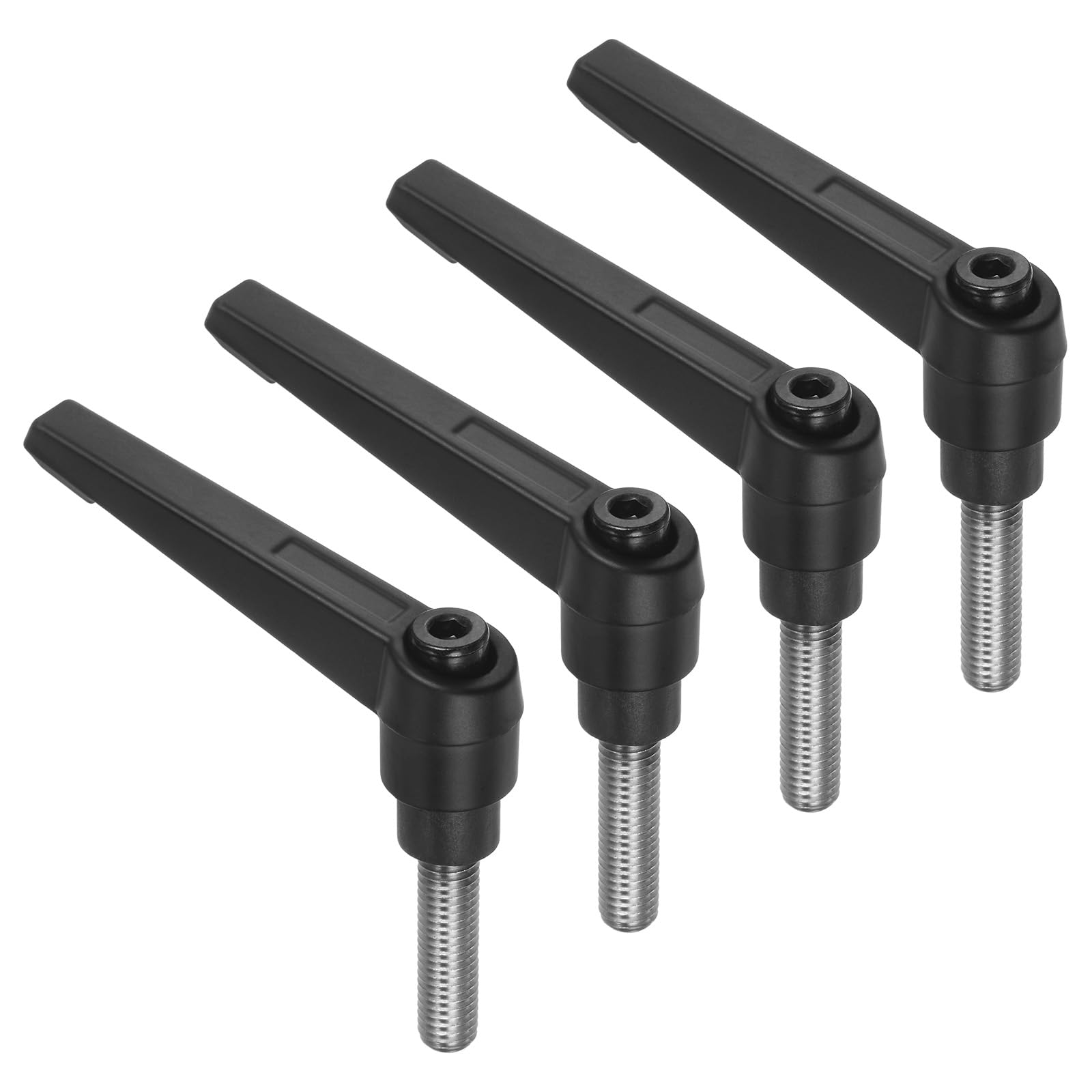 uxcell 4pcs Clamping Lever Handles, M8 x 25mm 304 Stainless Steel Threaded Male Stud, Adjustable Handles Locking Quick Release Ratchet Push Button Bolt Knobs, Black