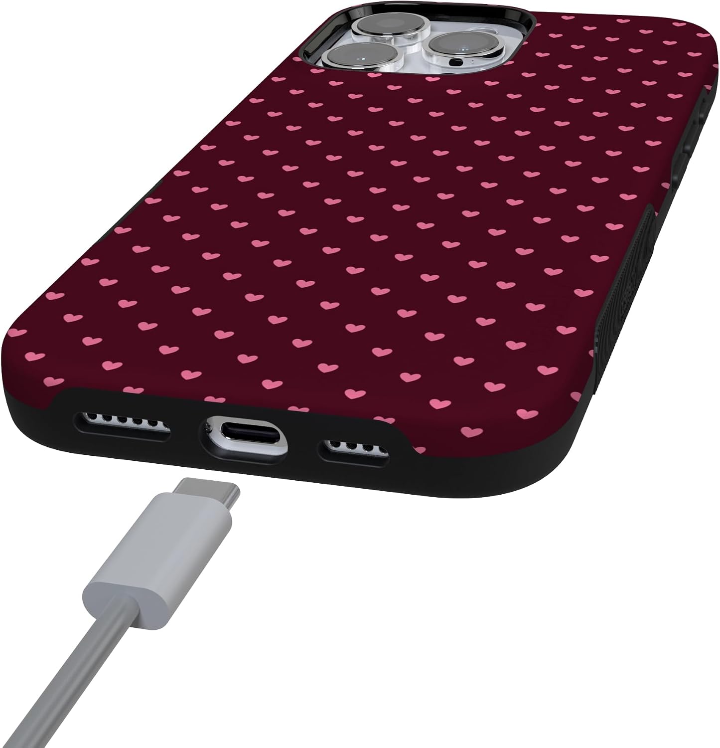 Casely iPhone 16 Pro Case | Heart Noir | Tiny Hearts | Bold Protective Design | MagSafe Compatible Design