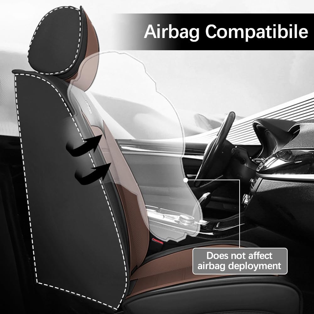Leather Seat Cover for Acura Integra 2023-2024,Interior Accessories Seat Covers Cushion Vehicle Protector Airbag Compatible(Black&Coffee,2PCS Front)
