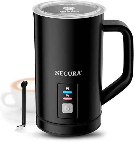 Secura Vaporizador de leche eléctrico de acero inoxidable, máquina automática de espuma fría y caliente de 8.4 onzas líquidas, calentador de leche