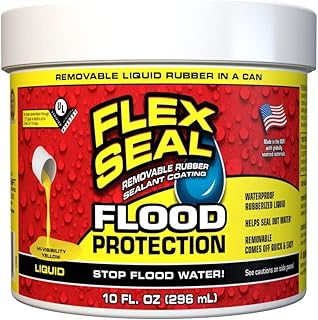 Flex Seal Liquid Flood Protection, 10 oz, Waterproof Rubberized Liquid, Removable, Use on Windows, Doors, Garage Doors, Seams, Casings, Thresholds, Conduits, Vents, Ducts, and More
