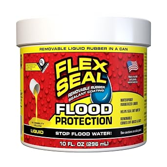 Flex Seal Liquid Flood Protection, 10 oz, Waterproof Rubberized Liquid, Removal, Use on Windows, Doors, Garage Doors, Seams, Casings, Thresholds, Conduits, Vents, Ducts, Etc