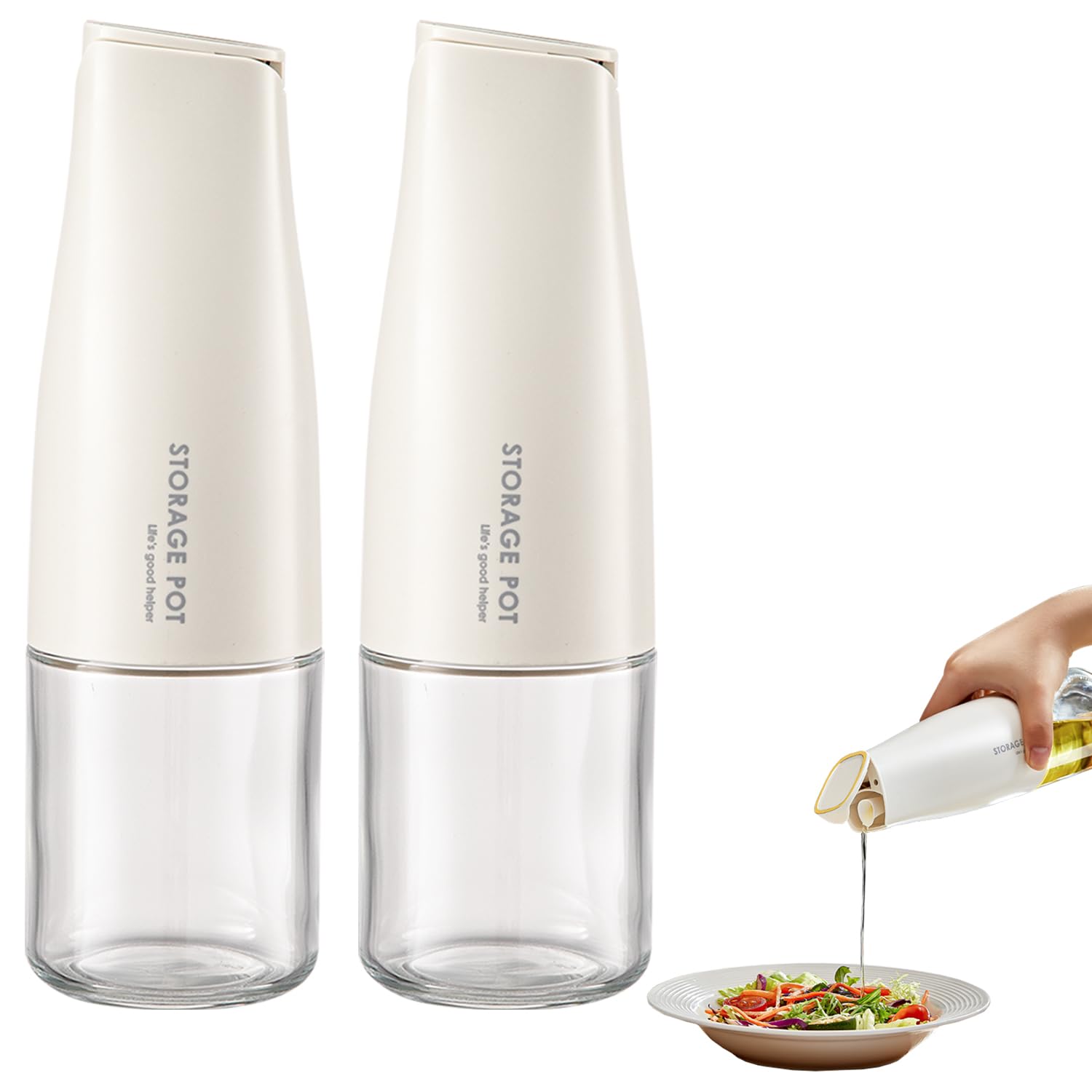 Olivenöl-Spenderflasche für die Küche, 500 ml, Glas, Speiseölbehälter mit automatischer Kappe und Stopper, tropffreier Ausgießer, Sojasauce, Essig, Gewürzspender, Behälter für Sojasauce, Essig,
