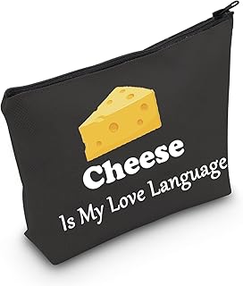 MNIGIU Cheese Lover Gift Cheesy Gift Cheese Is My Love Language Cosmetic Bag Sweet Food Fan Gifts (Cheese Black)