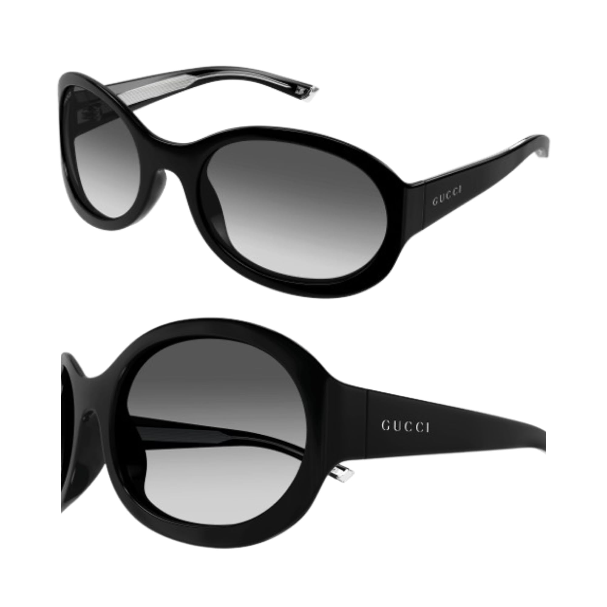 Gucci GG2012S Lettering Logo Rounded-Shaped Sunglasses for Women – Includes Luxury Eyewear Kit – Black Frame with Grey Lens