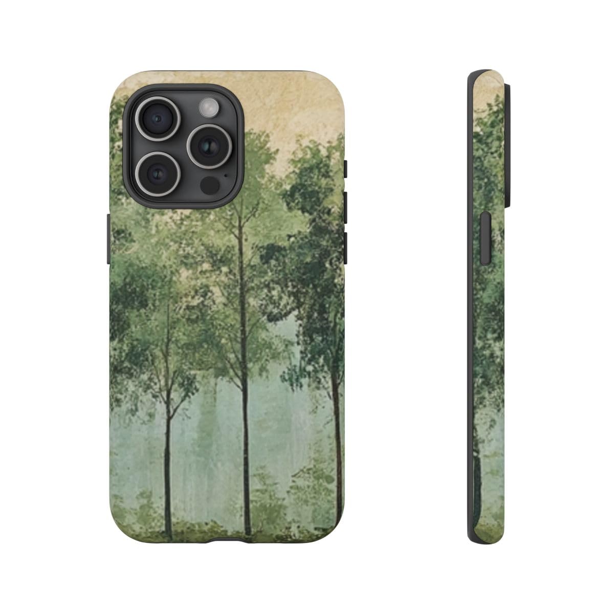 Coque iPhone 15 Pro Max rigide mate &eacute;vite les rayures art mural ligne d'arbre - 4