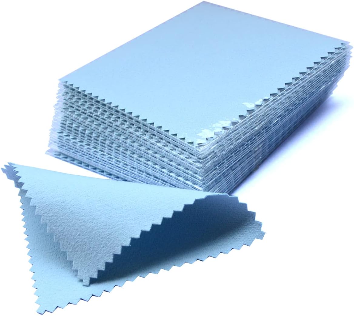 Premium Jewelry Cleaning Cloth 50 Pack by Divine Light, Polishing Cloths for Gold Silver and Platinum Jewelry, Watch, Coins, Glasses - Cleaning Towels to Keep Jewelry Clean and Shiny