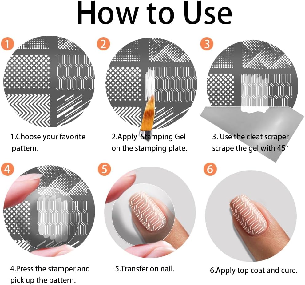 PH PandaHall 3pcs Geometric Texture Nail Stamping Plates, Stripes Dots Nail Art Stencils Minimalism Nails Art Templates Stainless Steel Image Plates for Women DIY Print Manicures Salon Design