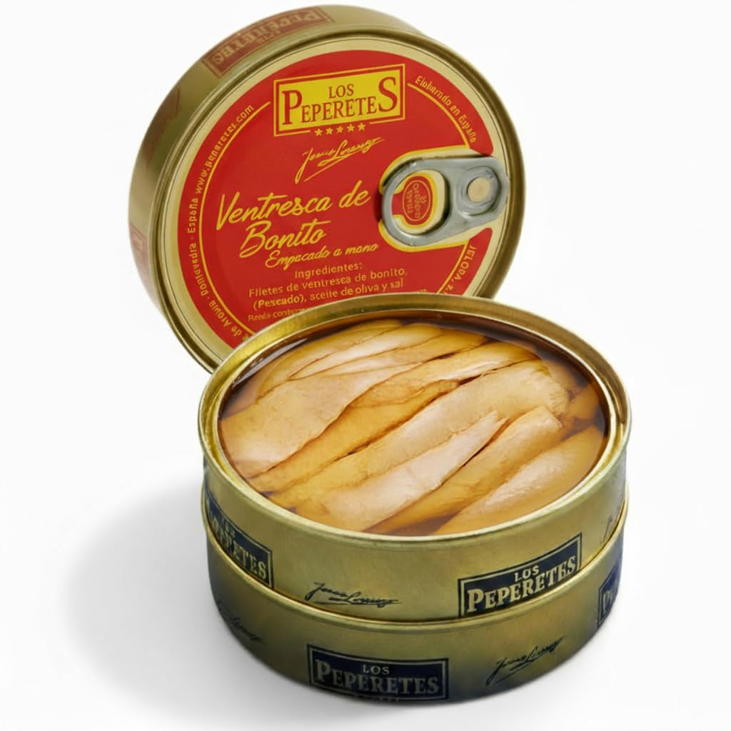 LOS PEPERETES Bonito en Aceite de Oliva 120 g | Atlantischer Gourmet-Bonito | Galicische Handwerkskonserve | Handverpackt in nativem Olivenöl Extra | Natürliches und gesundes Produkt