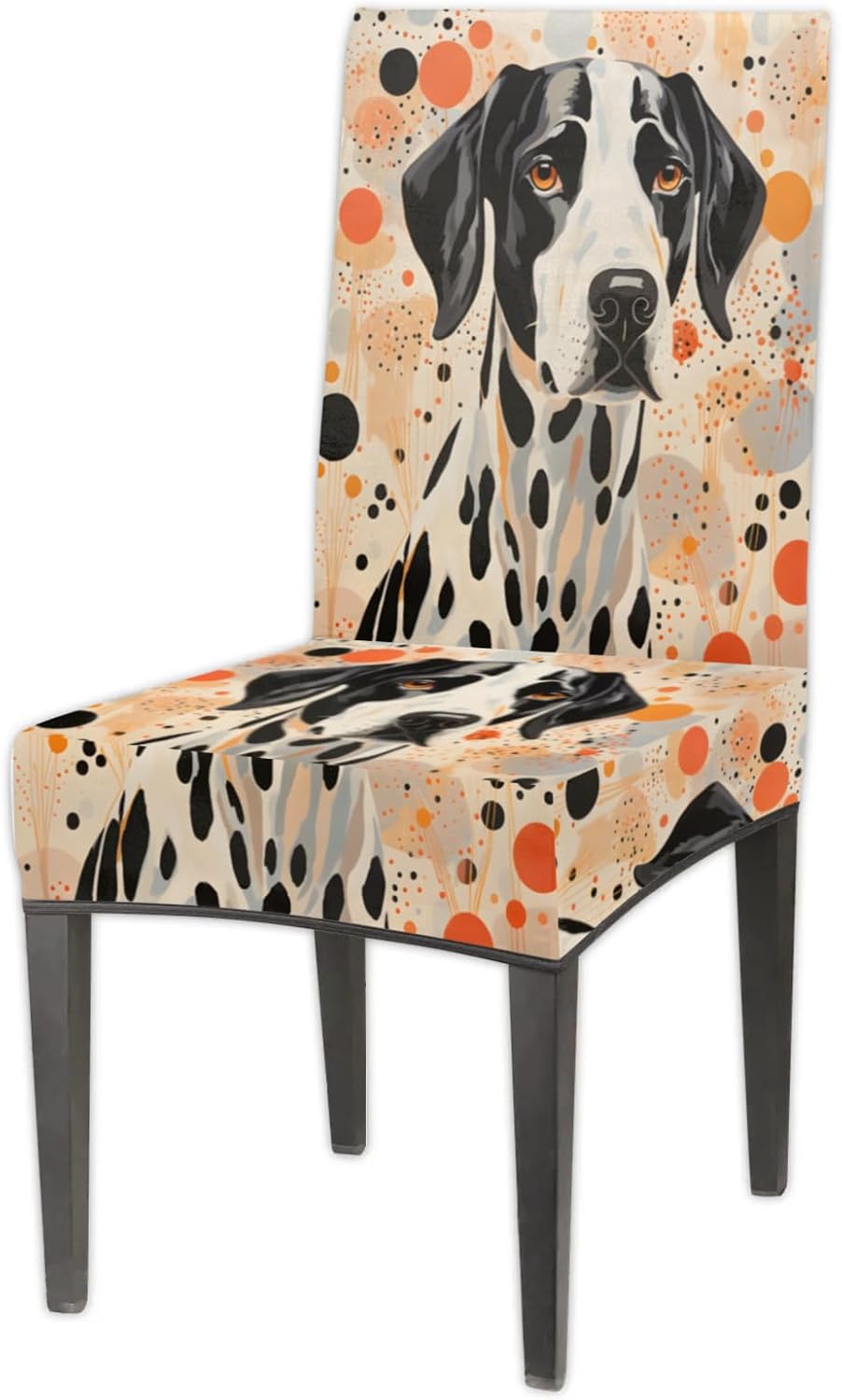 QsirBC Dog Colored Dots Stretch Dining Room Chair Covers Set of 4 Chair Slipcovers Removable Washable Kitchen Seat Covers Chair Protectors for Hotel Party Wedding