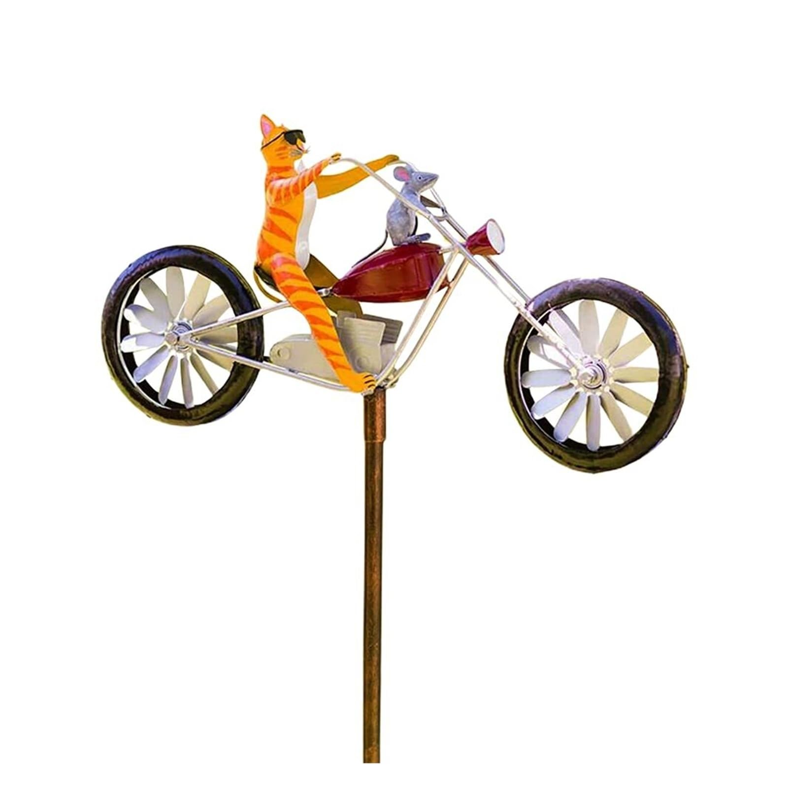 HXLTHINGS Outdoor Statue Metal Bicycle Wind Spinner Garden Statue Windmill Standing Vintage Frog Sculpture Animal Bike Sculpture Decor(B)