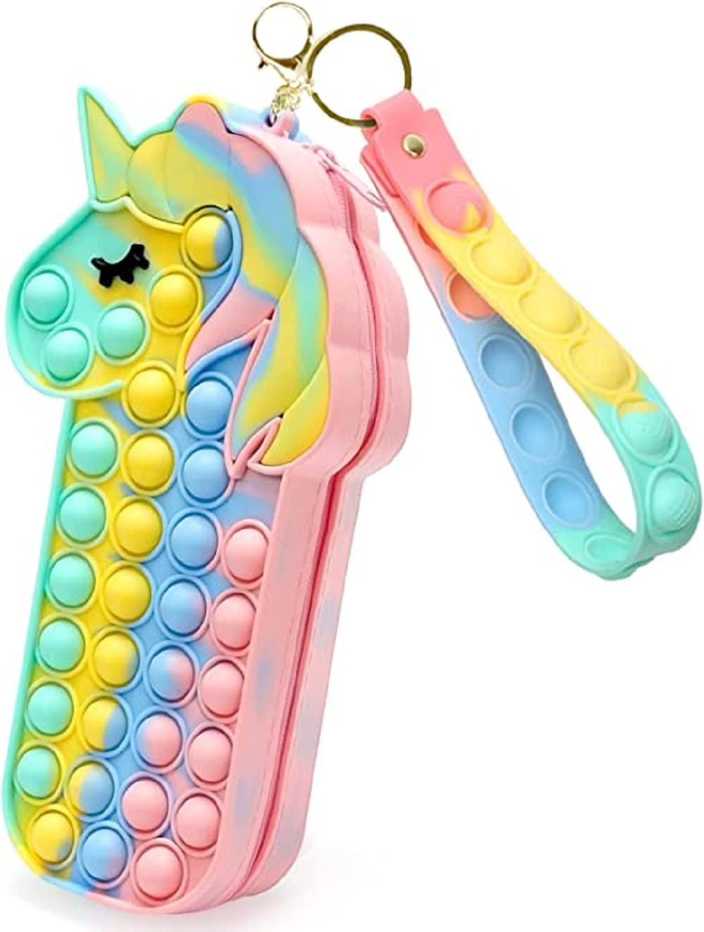 SQUIDSY Unicorn Cartoon Printed Pop it Pencil case Pouch Fidget Bag Toys Pop Fidget School Bag Case for ADHD Anxiety School Backpack for Kids Boys Girls ( Pack-1, Random Color )