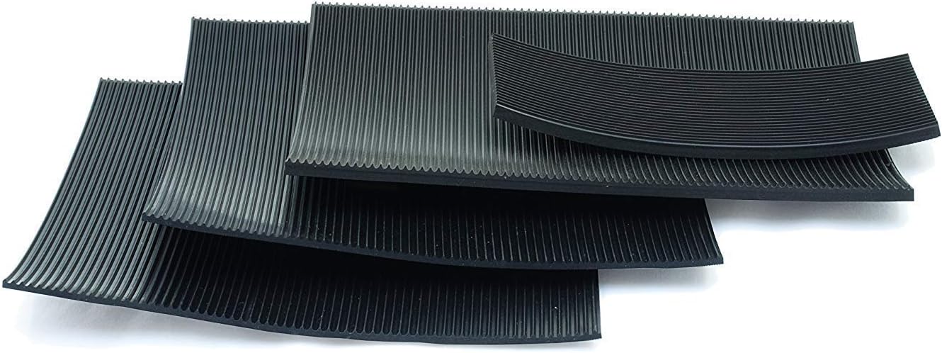 Fine Fluted Black Ribbed Rubber Matting 3mm Thick: Size A3 (420mm x 297mm)