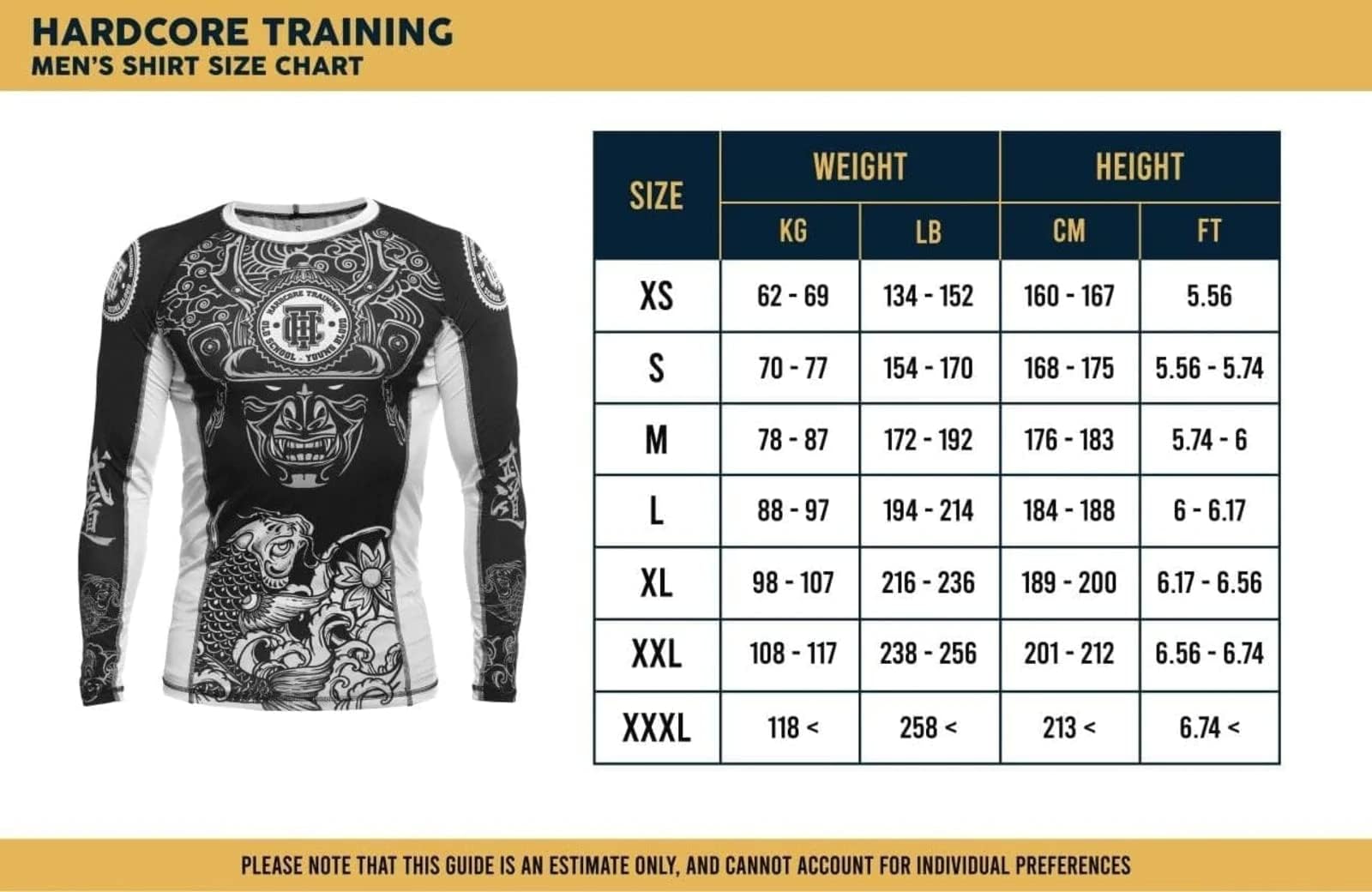 Hardcore Training Rash Guard Mężczyźni Kompresja Koszulka Długi Rękaw BJJ MMA No-Gi Obcisła Grappling Boks (DE/NL/SE/PL, Alfa, M, Regularny, Regularny, czarny szary)