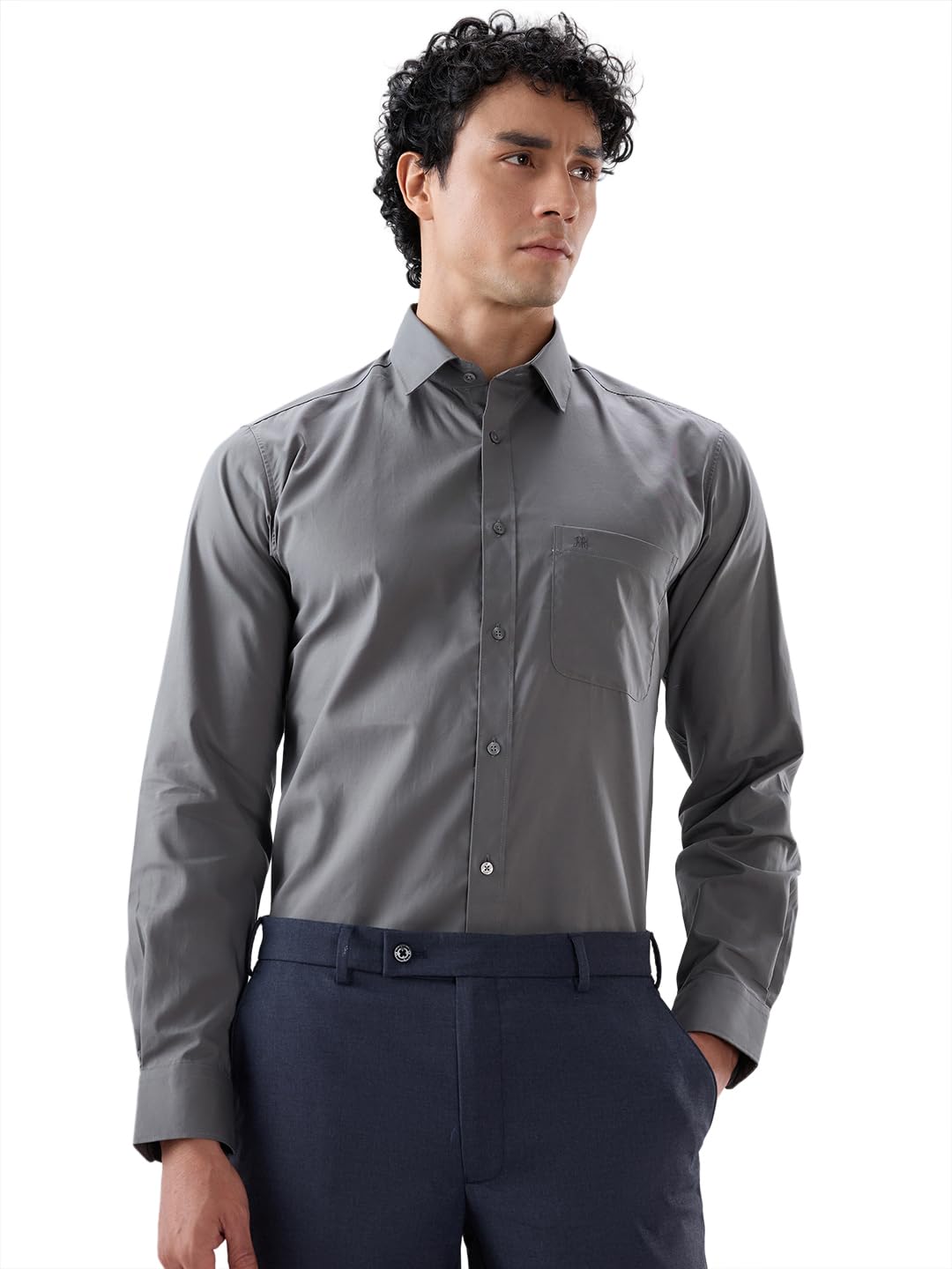 raymond Men Slim Fit Solid Pattern Pure Cotton Regular Collar Full Sleeve Casual Shirt-picture-20