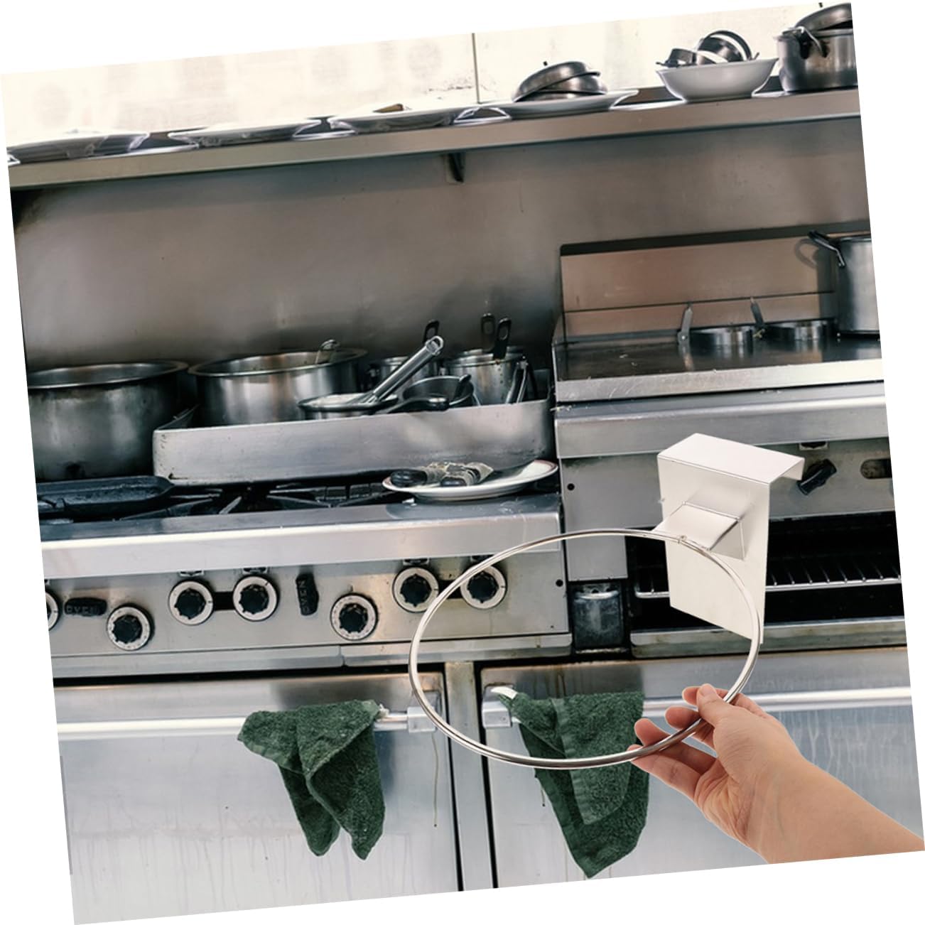 Cabilock Basketball Rack Square Base Wall Mounted Kitchen Towel Holder Stainless Steel Colander Strainer for Cooking for Restaurants and Home Use