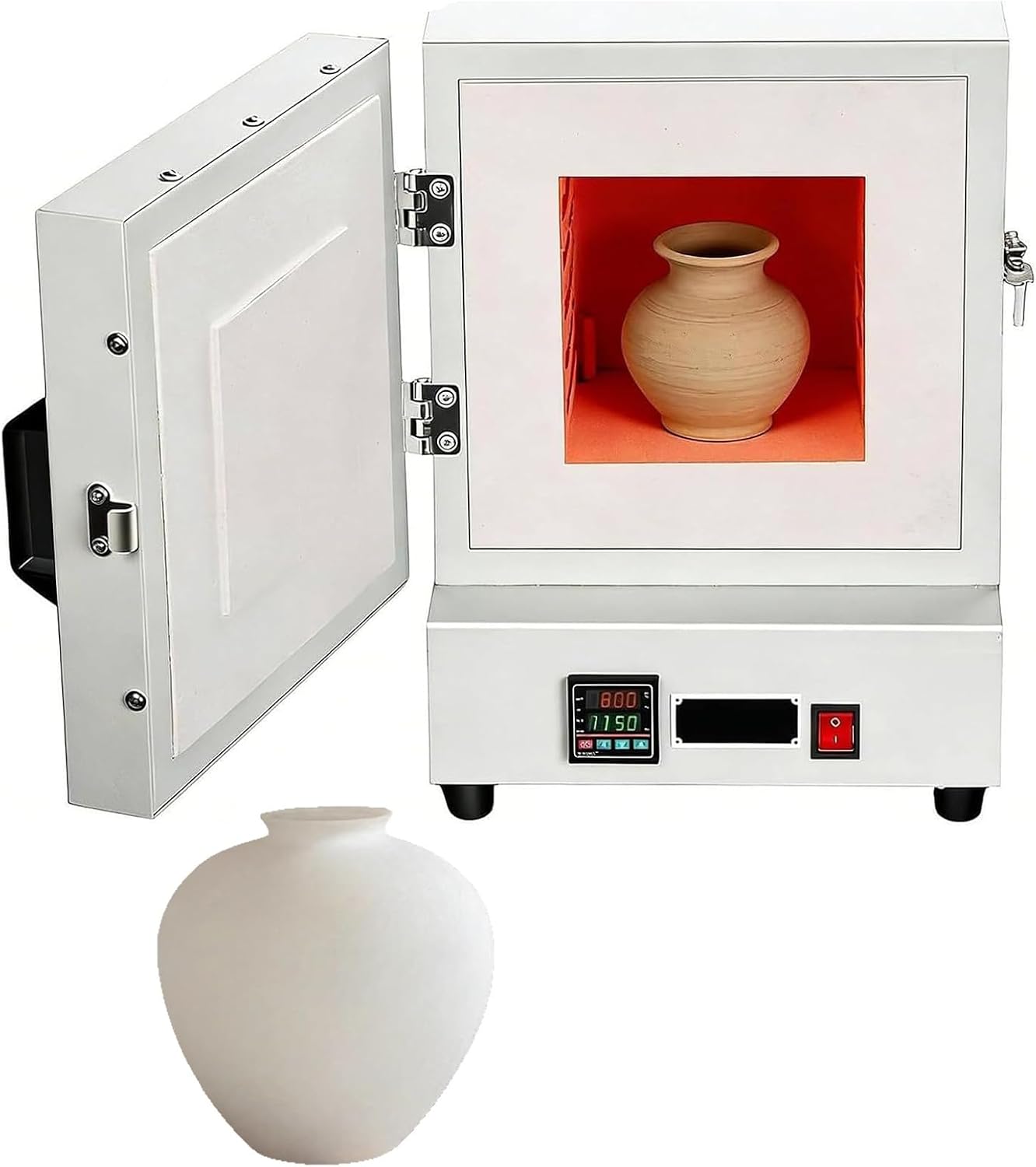 Compact Table-top Electric Kiln, 1150℃ Enclosed Muffle Furnace, 2000W Electric Ceramic Lab Muffle Furnace Burnout Oven, for Pottery Glazing & DIY Projects