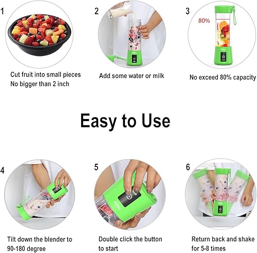 Miniatura 6 de Licuadora portátil, tamaño personal licuadora exprimidor taza, licuadora de batidos y batidos, máquina de fruta de mano, mezclador mezclador hogar