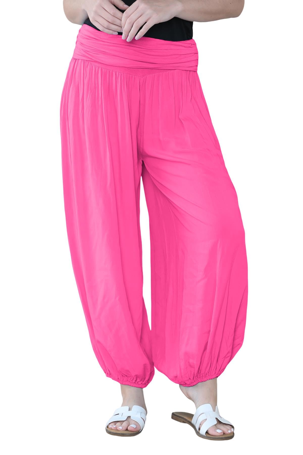 Hamishkane Women's Cerise Hamishkane® Italian Baggy Harem Alibaba Pants Trousers Comfortable & Stylish Loose Fit Harem Trousers For Uk | Perfect Summer Trousers For Uk