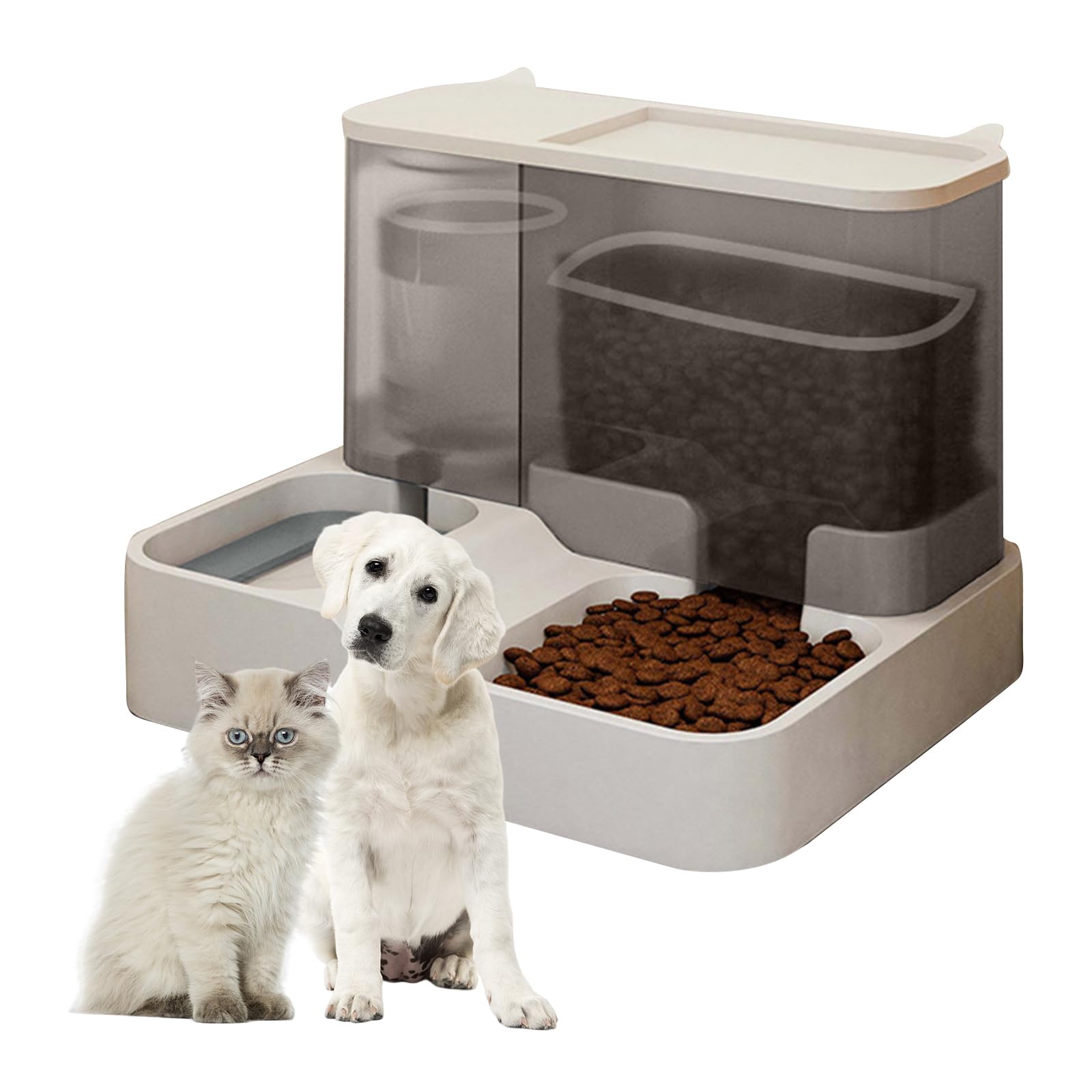 PETCUTE Comedero y Bebedero para Mascotas 2 en 1,Dispensador Automático de Alimentos para Perros,Dispensador Automático de Agua para Gatos,Dispensador de Agua y Alimentos,Lavable