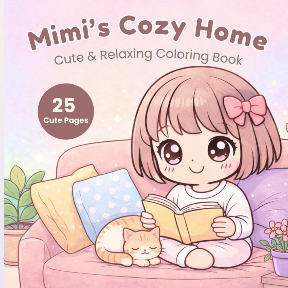 Mimi’s Cozy Home: Cute & Relaxing Coloring Book for Stress Relief (Mimi Coloring Series)