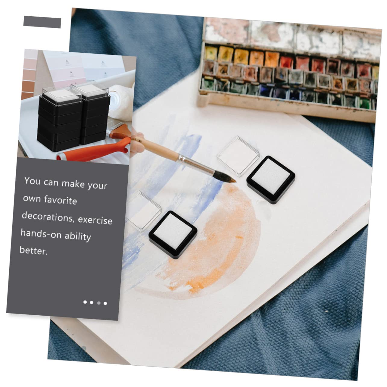 jojofuny 4 Set Tampone Inchiostro Quadrato per Timbri Fai da Te Inchiostro Portatile per Scrapbooking Artigianato E Impronte Digitali Cuscinetti Spugna Durevoli per Uso Domestico 20 Pezzi*4