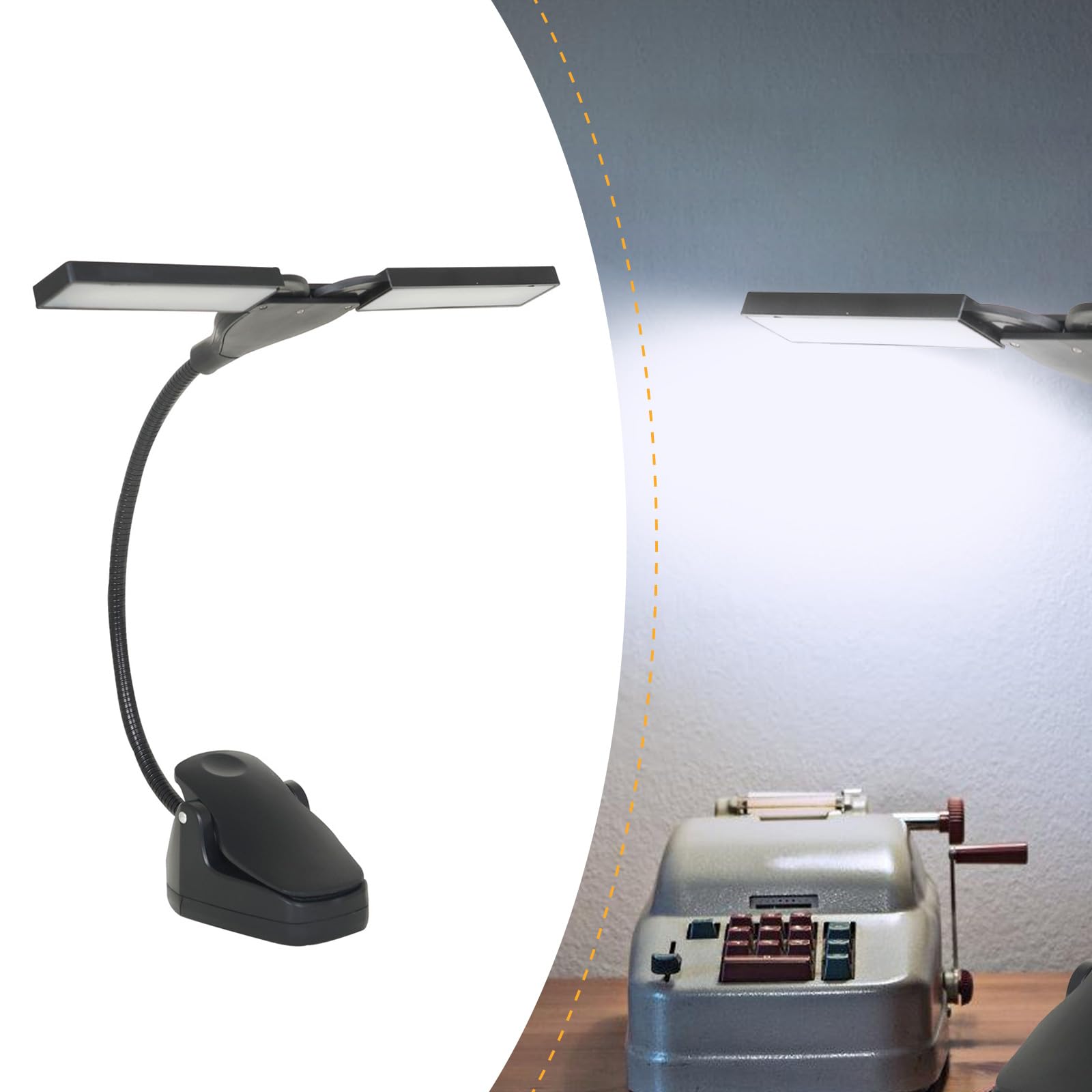 Lampada portatile flessibile a LED a clip e leggio musicale, design pieghevole, luce da viaggio con luminosità regolabile e batteria ricaricabile USB