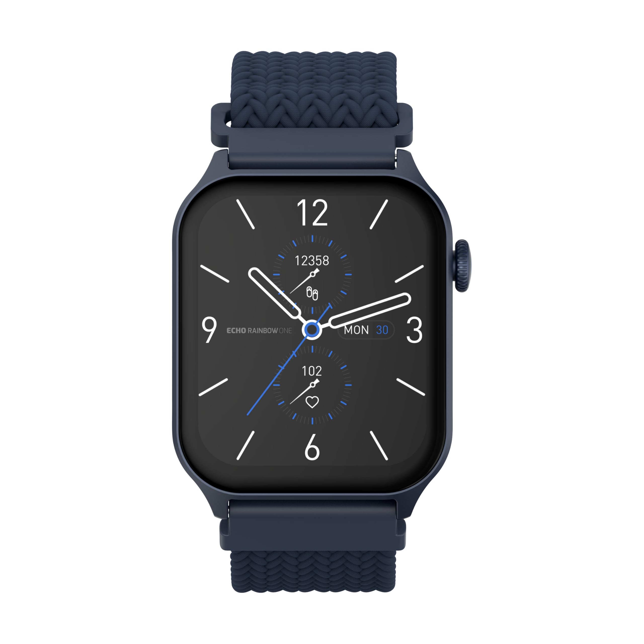 ECHO Rainbow One Mesh Montre Connectée Femme Homme 2.01", Montre Sport Bleu | Bracelet Nylon, Légère, Écran Amoled, Étanche IP68, Autonomie 5 jours, Appel Bluetooth, Android, IOS, Capteurs Santé, Sommeil