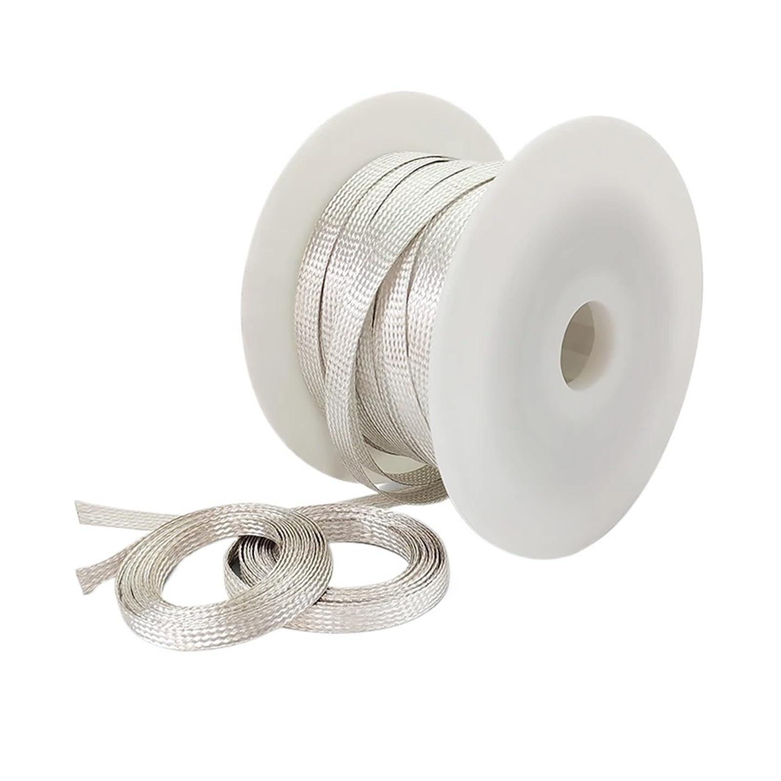 Cable trenzado de cobre plano ID 2 mm/4 mm/6 mm/8/10/12/16/20/25 mm apantallamiento antiinterferencias chapado en cobre plateado cable de señal trenzado telescópico (10 mm)