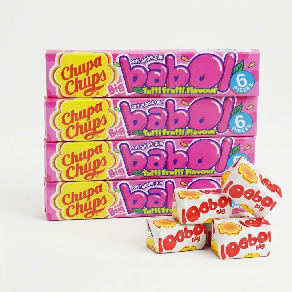 Chupa Chups TutiFrutti Bubble Gum - Soft Chewy Candy Sweet Treats for Bubble Lovers, Big Bubbles Gum Party Sweets, 4x6 Individually Wrapped Pieces