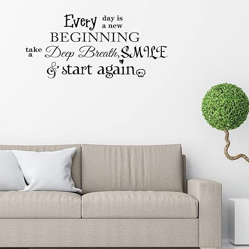 Miniatura 2 de Every Day is a New Beginning Take a Deep Breath Smile and Start Again - Calcomanías de vinilo para pared, citas artísticas, inspiradoras, frases