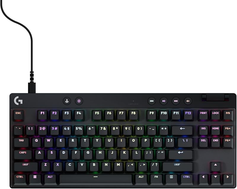 PRO X TKL Rapid Tenkeyless Gaming Keyboard (Hall-Effect) - Black | Hall-Effect Magnetic Analog Switches with Rapid Trigger, Lightsync RGB, Detachable USB-C Cable, Volume Roller & Media Buttons
