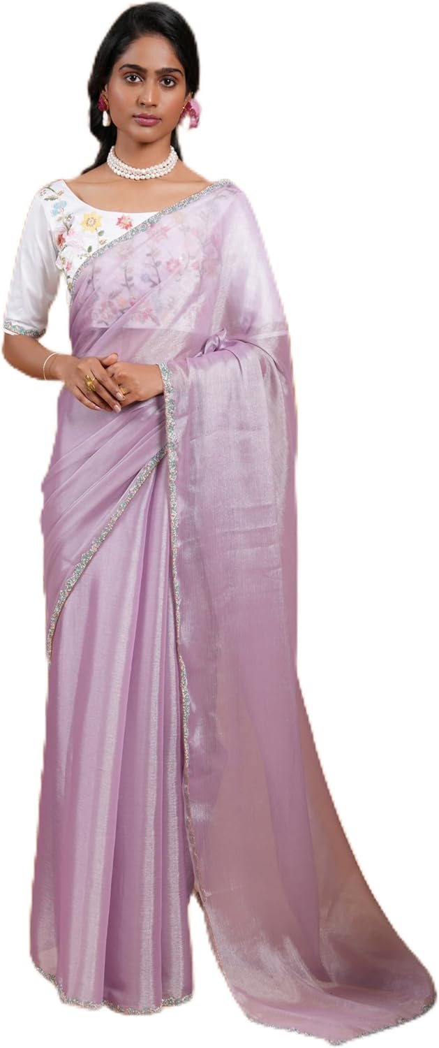 BackBox Women's Chiffon Silk Saree With Unstitched Blouse Piece