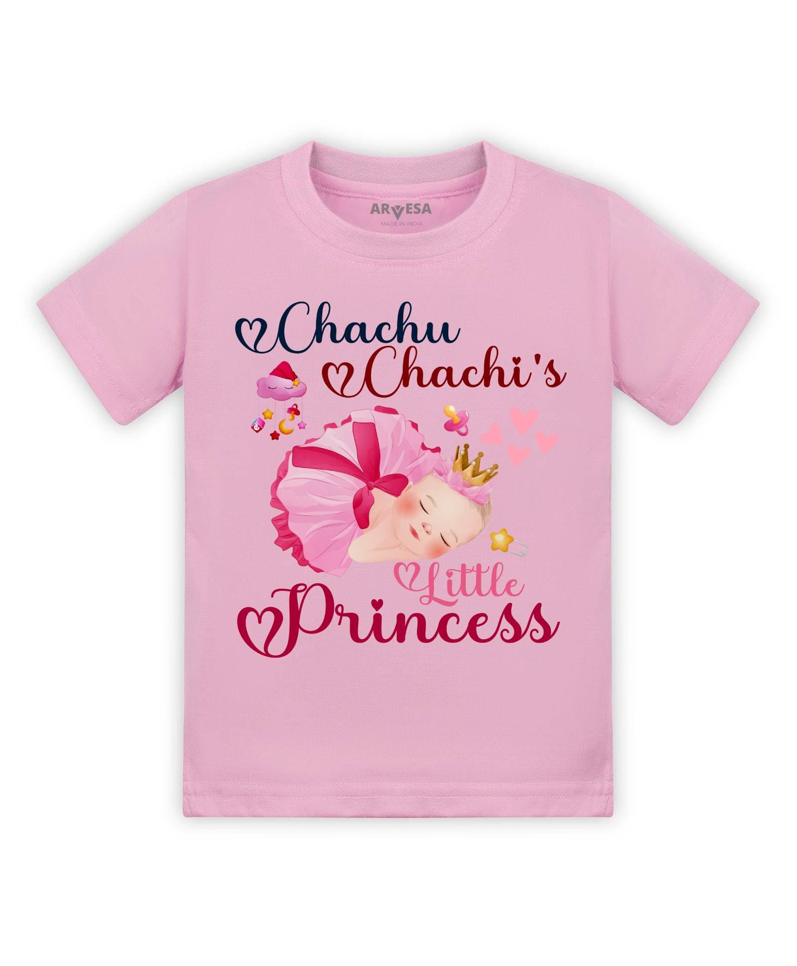 ARVESA Chachu Chachi'S Little Princess TS-1215 Chachu Baby Tshirt for Kids Boys & Girls Half Sleeves Round Neck Clothes Tshirt for Kids Boys 1 Months to 6 Years Dress-image-3